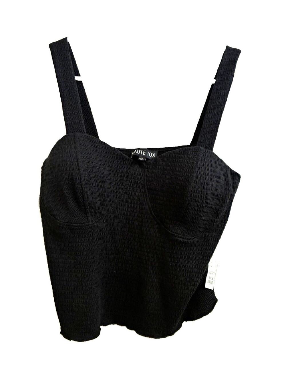NWT Haute Fox Women’s Black Knit Sweetheart Wide Strap Cropped Tank Top Plus 1X